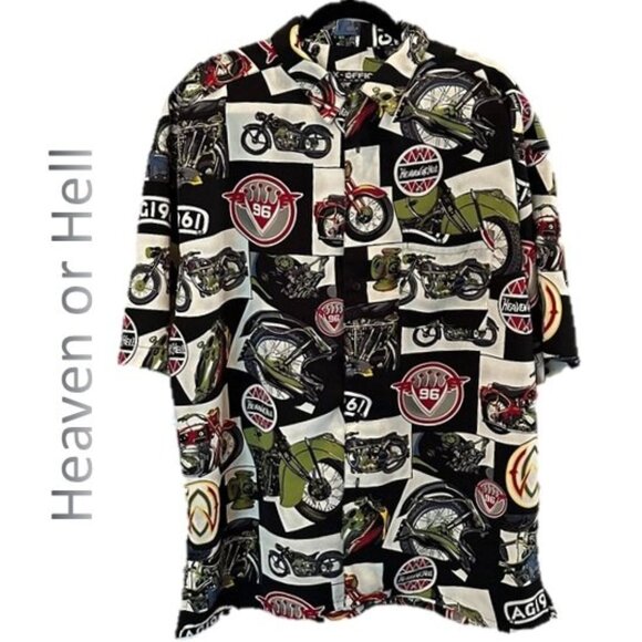 BOX OFFICE ISLAND Men's Motorcycle Theme Camp Shirt XL - Picture 1 of 10